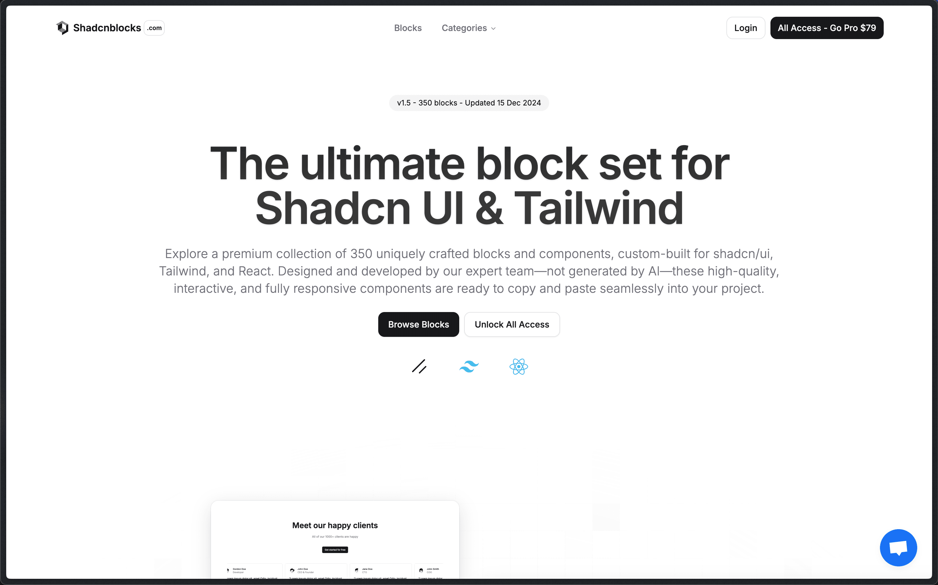 shadcnblocks.com's Pro Components