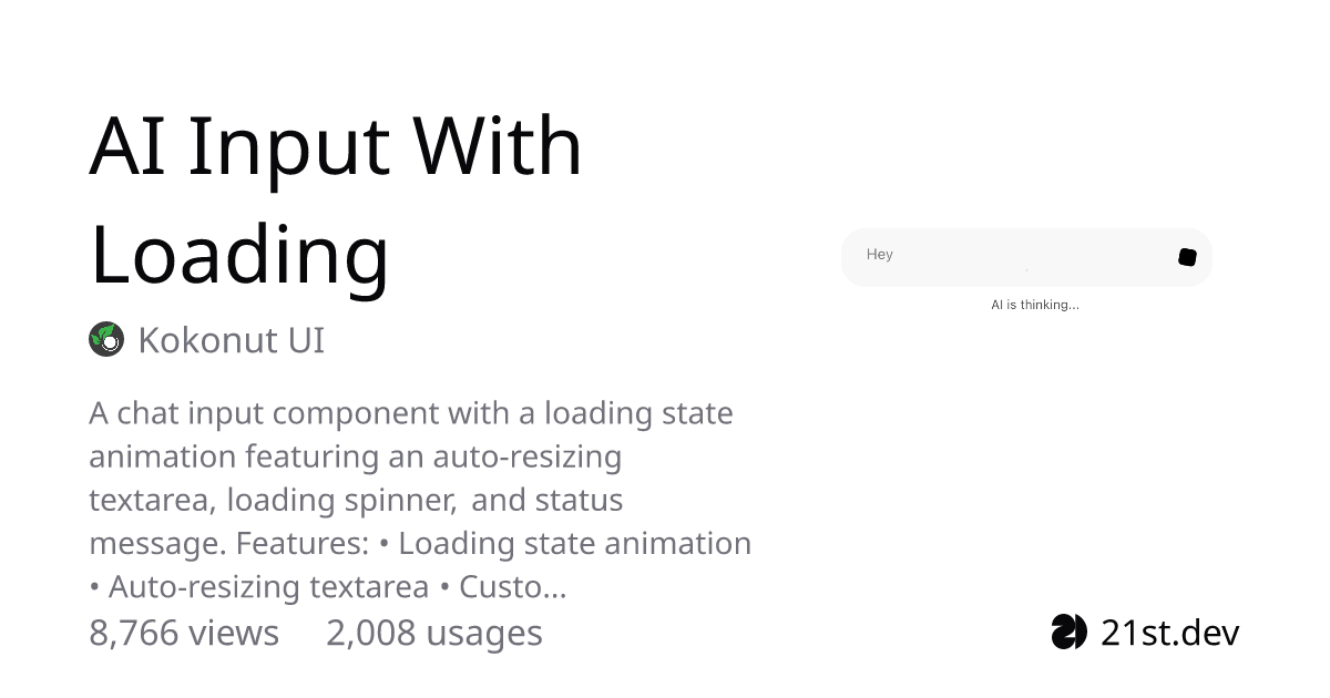 AI Input With Loading | 21st.dev - Discover, share, and craft UI ...